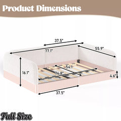 Bellemave® Montessori Floor Bed for Kids, Upholstered Teddy Fleece Low Profile Platform Bed with Side Guardrails