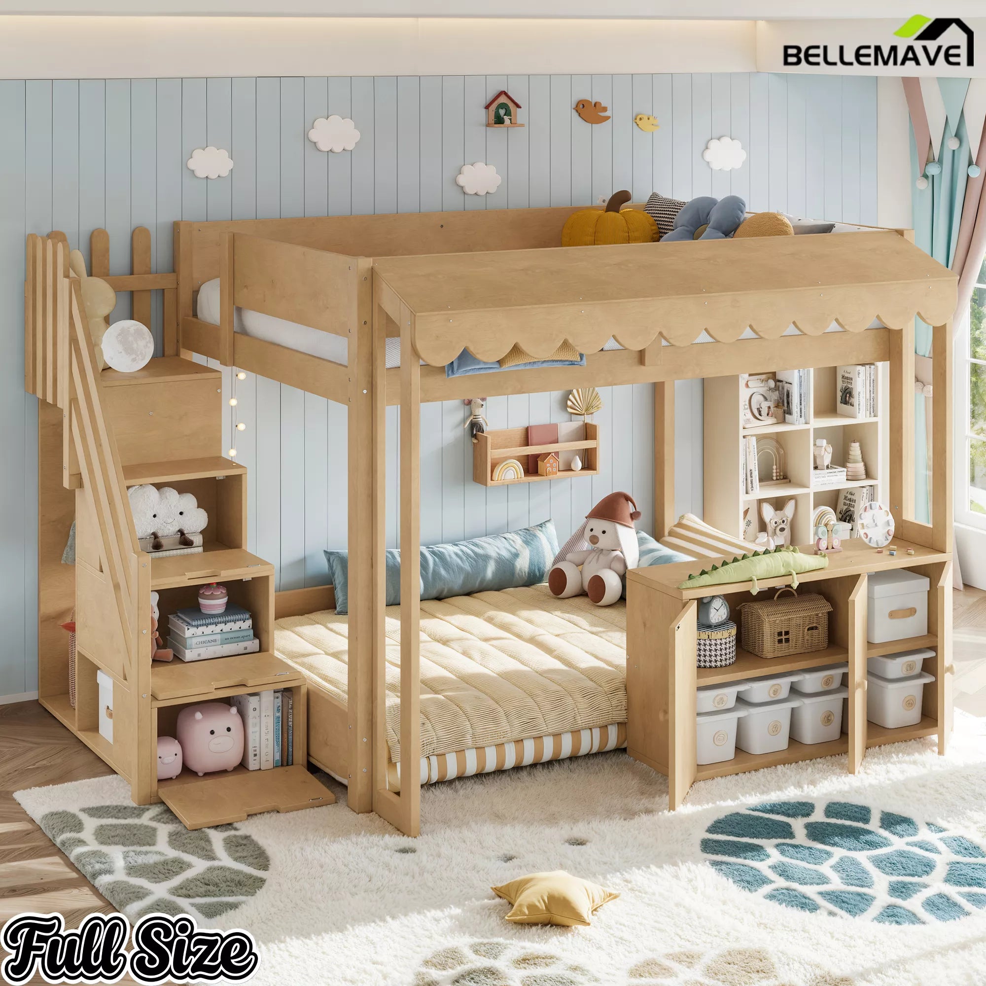 full size playhouse loft bed for kids room