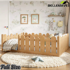 Bellemave® Kids Montessori Floor Bed with Rounded Safety Guardrail,Solid Wood Montessori Bed for Girls & Boys Bellemave®