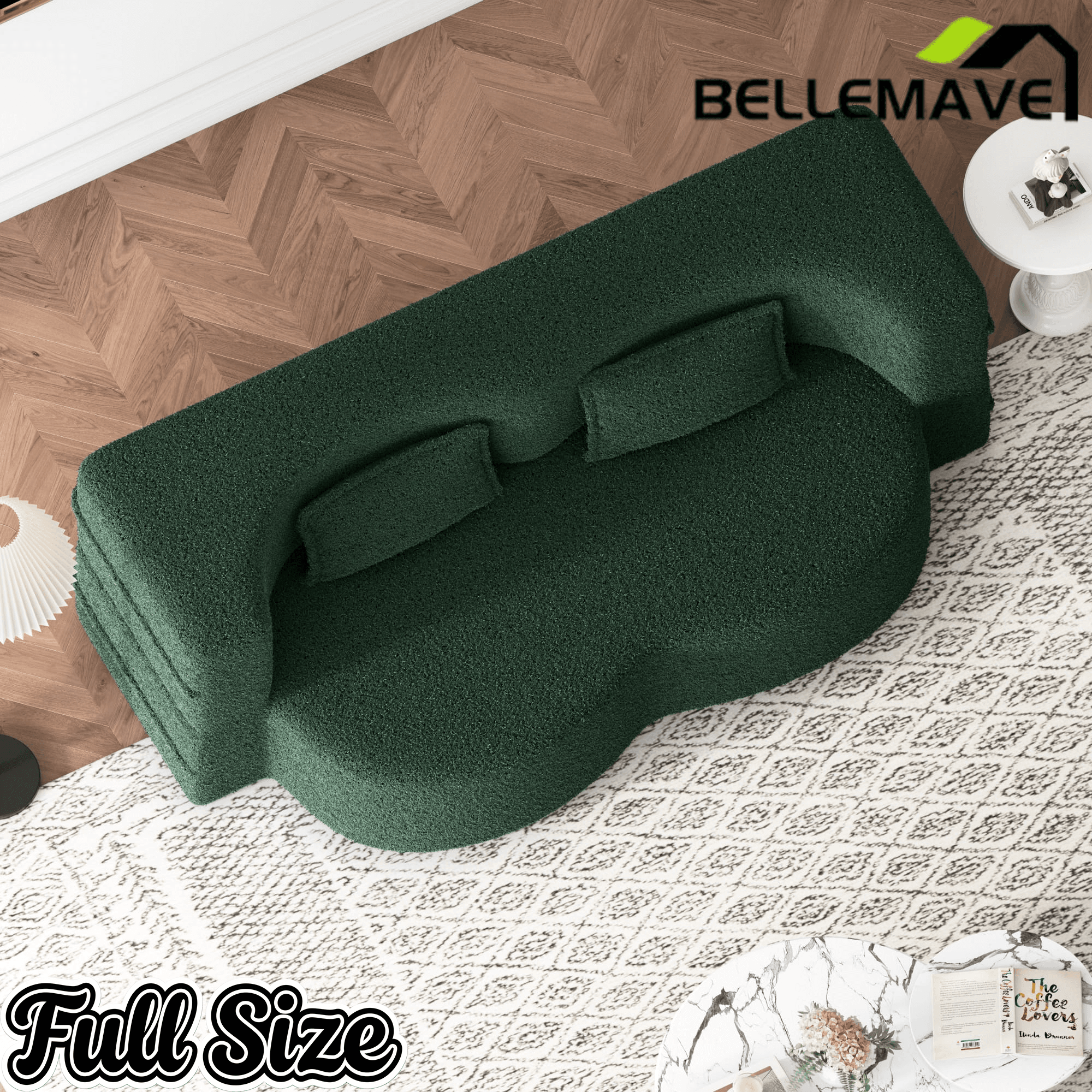 Bellemave® Folding Foam Sofa Bed,15" Full Size Floor Couch,Convertible Sleeper Futon Loveseat Couch for Living Room, Guest Use, Office, Apartmen Bellemave®