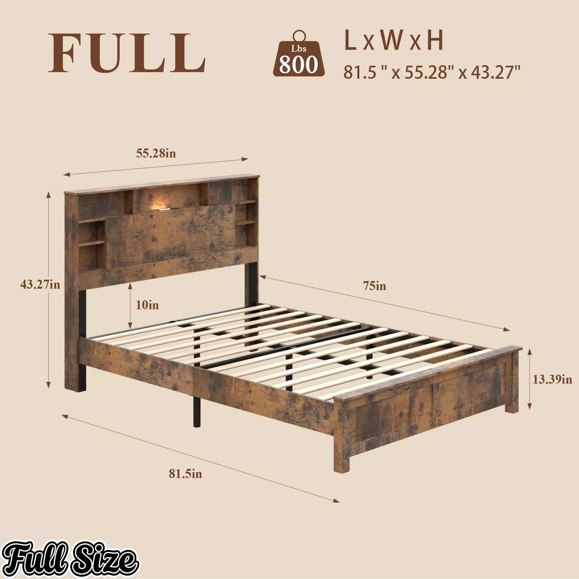 Full Size Wood Platform Bed Frame Dimensions