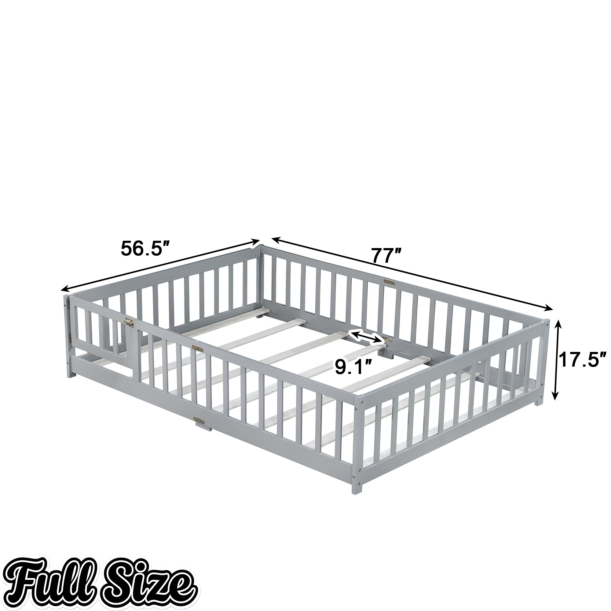 Bellemave® Twin Size Montessori Floor Bed for Kids,Twin Floor Bed Frame with Slats,Solid Wood Twin Bed Frame for Girls Boys,Grey Bellemave®