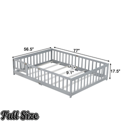 Bellemave® Twin Size Montessori Floor Bed for Kids,Twin Floor Bed Frame with Slats,Solid Wood Twin Bed Frame for Girls Boys,Grey Bellemave®