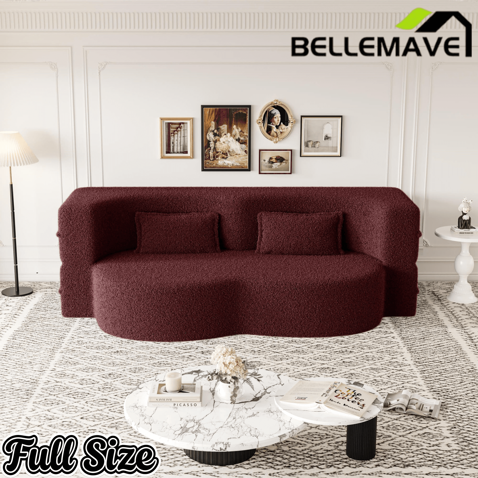 Bellemave® Folding Foam Sofa Bed,15" Full Size Floor Couch,Convertible Sleeper Futon Loveseat Couch for Living Room, Guest Use, Office, Apartmen Bellemave®