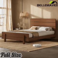 Bellemave® Bamboo Platform Bed with Modern Headboard, Bamboo Bed Frame Construction, Reinforced Support Slats Design No Box Spring Required,Brown