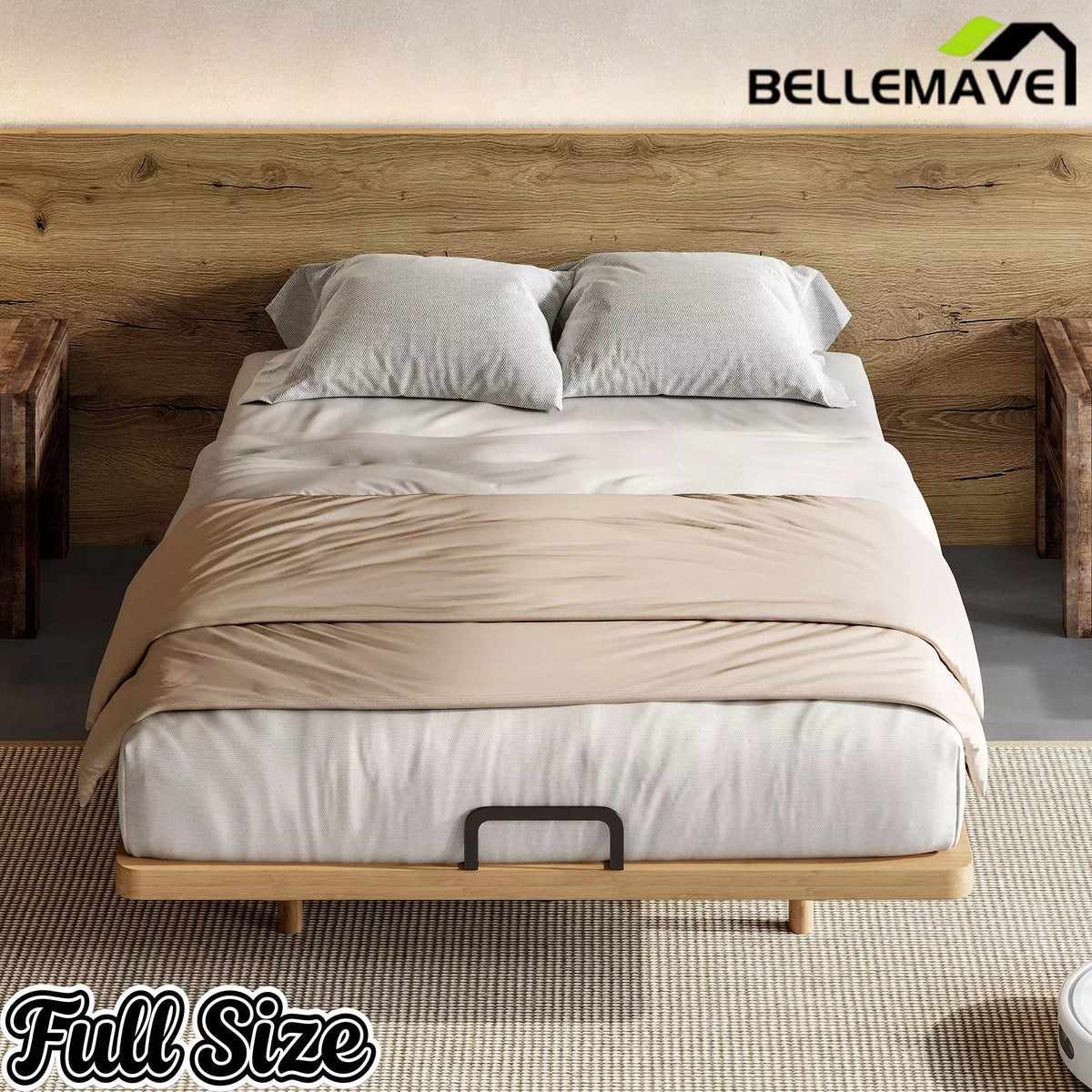 Bellemave® Platform Bed Frame, Solid Bamboo Floating Bed with Wood Slats Support for Bedroom, Guest Rooms, Apartments Bellemave®