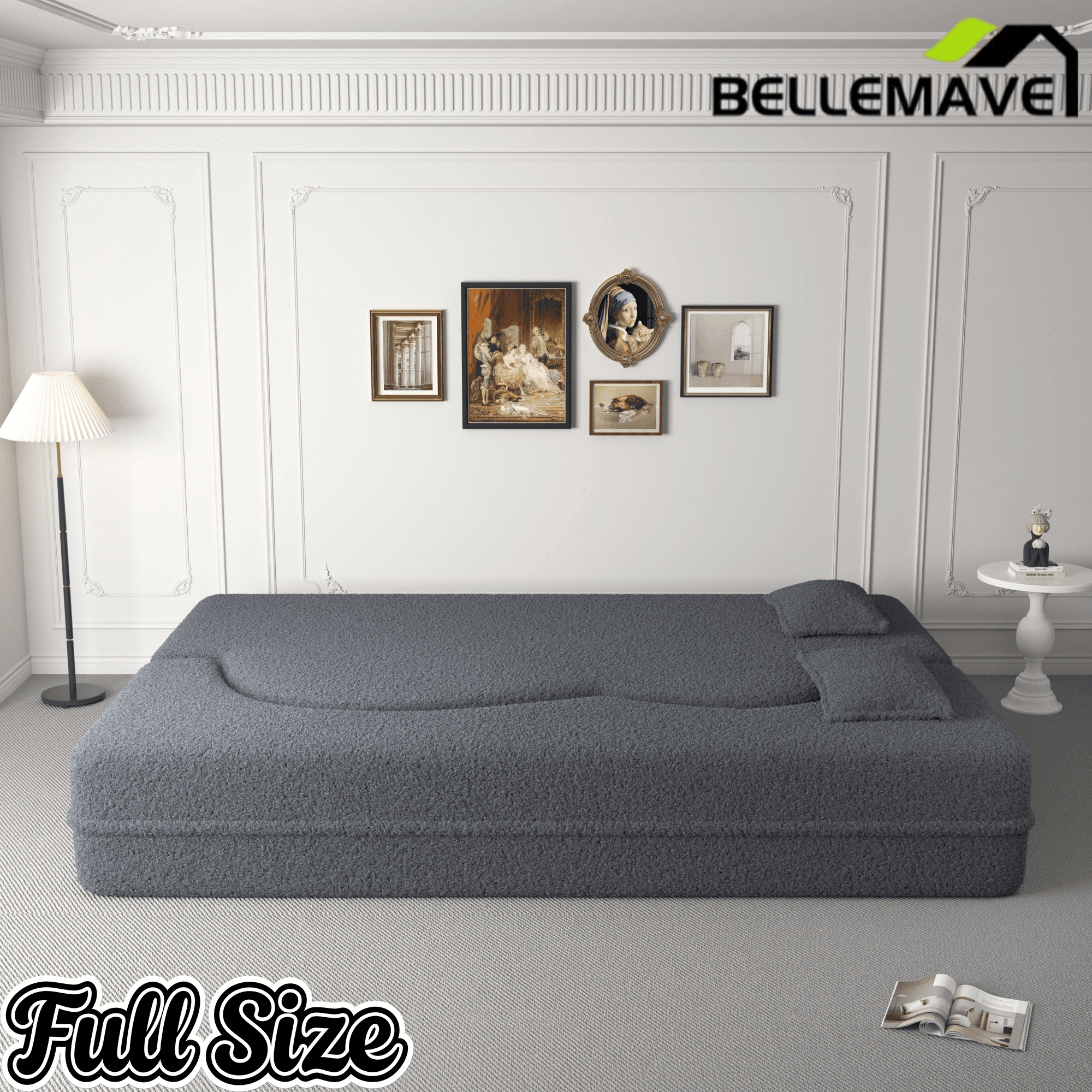 Bellemave® Folding Foam Sofa Bed,15" Full Size Floor Couch,Convertible Sleeper Futon Loveseat Couch for Living Room, Guest Use, Office, Apartmen Bellemave®