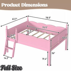 Bellemave® Kids Low Loft Bed with Bookshelf for Girls & Boys Bellemave®