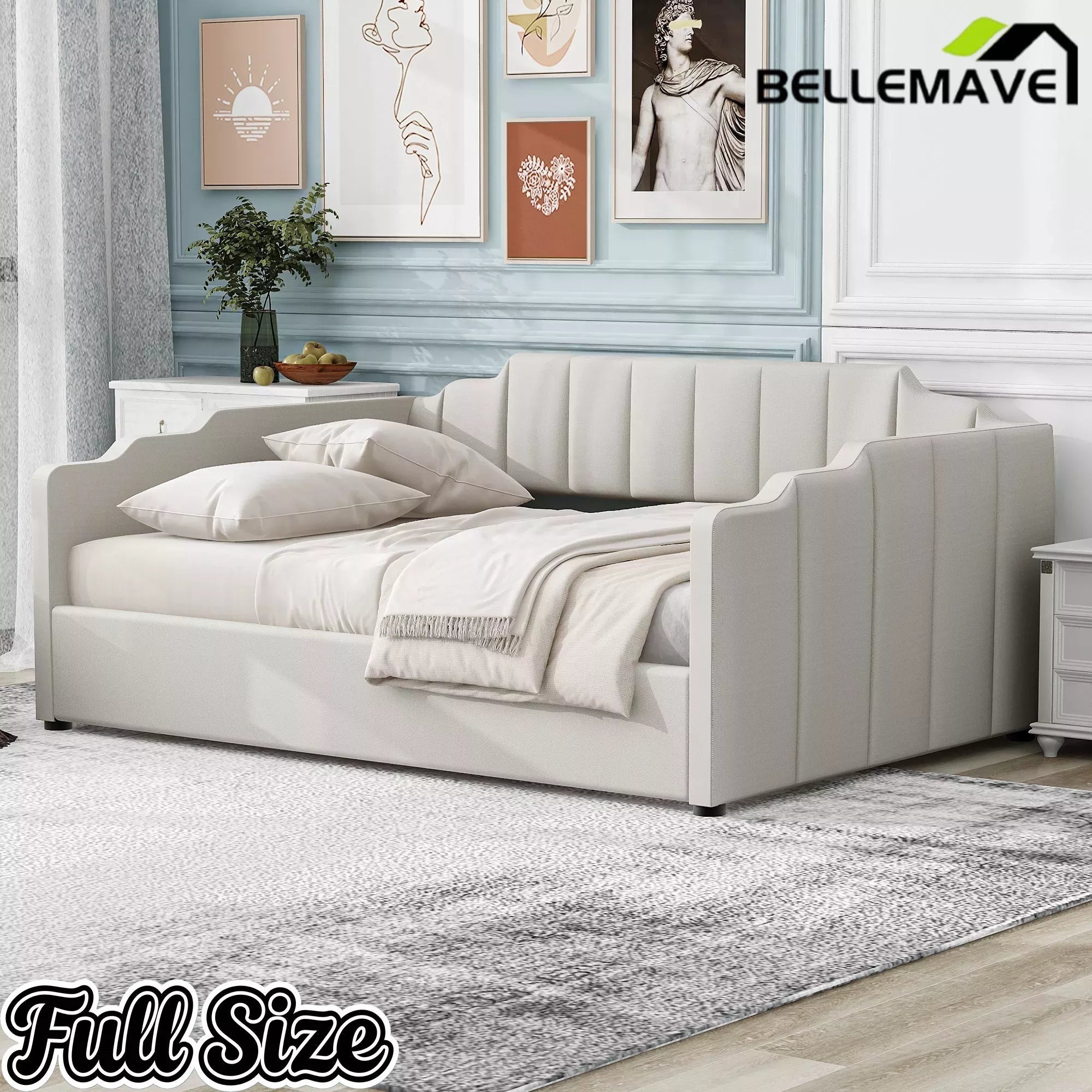 Bellemave® Full Size Upholstered Daybed for Bedroom,Guest Room,Lift Up Storage Bedframe with Wood Slat Support Bellemave®