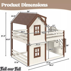 Full over full bunk bed dimensions