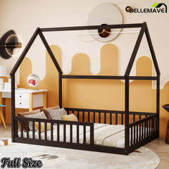 Bellemave® espresso full Montessori floor bed setup