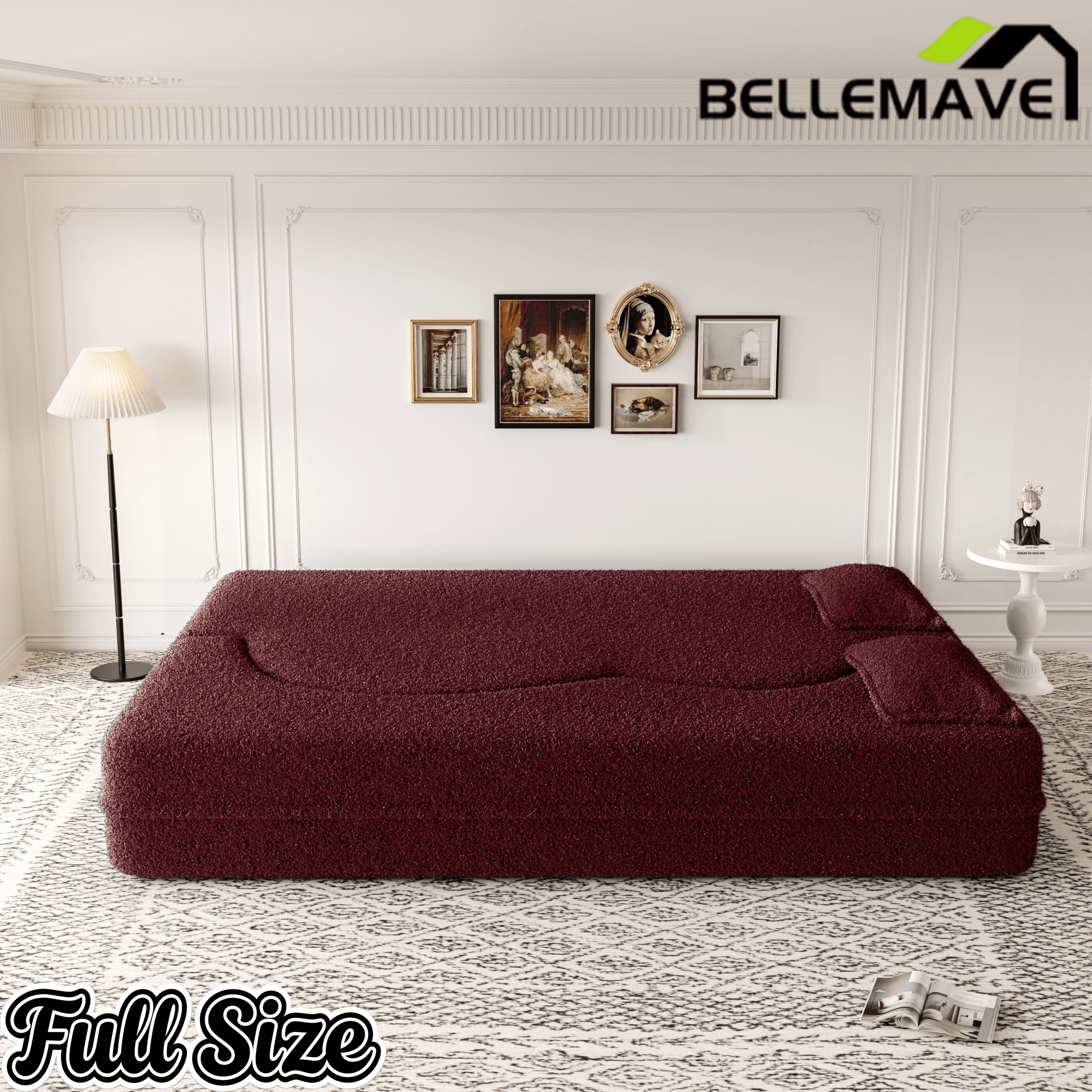 Bellemave® Folding Foam Sofa Bed,15" Full Size Floor Couch,Convertible Sleeper Futon Loveseat Couch for Living Room, Guest Use, Office, Apartmen Bellemave®