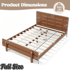 Bellemave® Bamboo Platform Bed with Modern Headboard, Bamboo Bed Frame Construction, Reinforced Support Slats Design No Box Spring Required,Brown