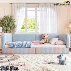 Bellemave® Montessori Floor Bed for Kids, Upholstered Teddy Fleece Low Profile Platform Bed with Side Guardrails