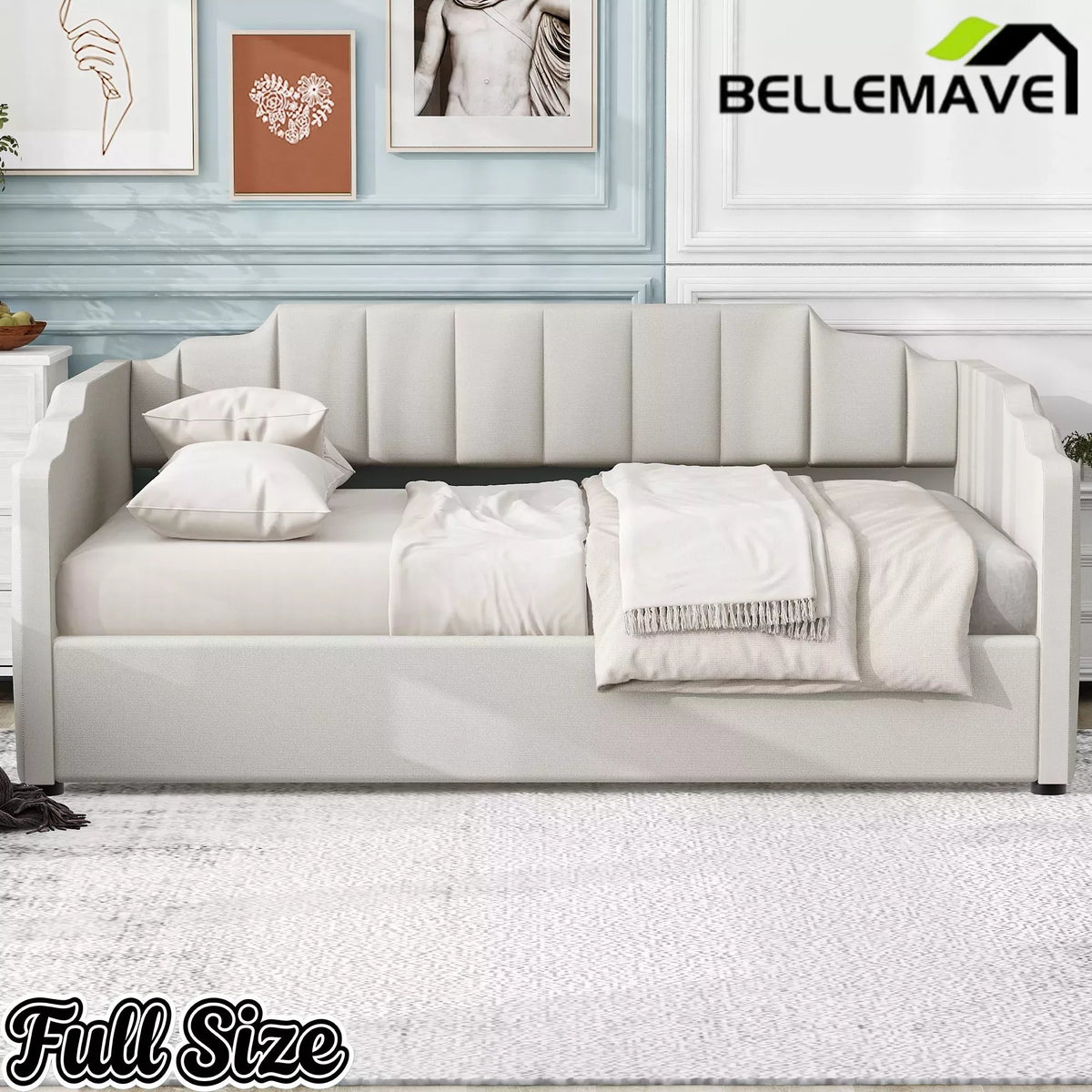 Bellemave® Full Size Upholstered Daybed for Bedroom,Guest Room,Lift Up Storage Bedframe with Wood Slat Support Bellemave®