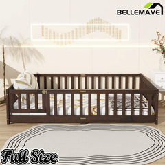Bellemave® Twin Size Montessori Floor Bed for Kids,Twin Floor Bed Frame with Slats,Solid Wood Twin Bed Frame for Girls Boys,Grey Bellemave®