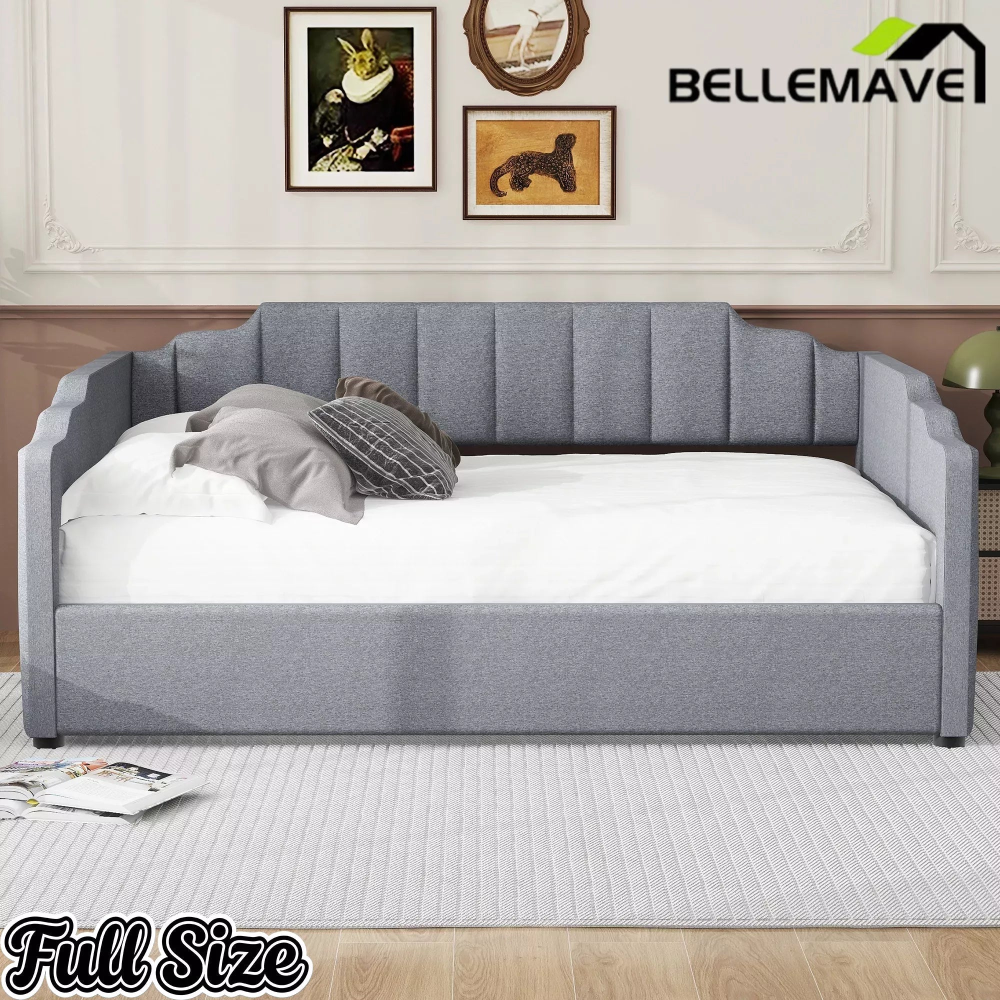 Bellemave® Full Size Upholstered Daybed for Bedroom,Guest Room,Lift Up Storage Bedframe with Wood Slat Support Bellemave®
