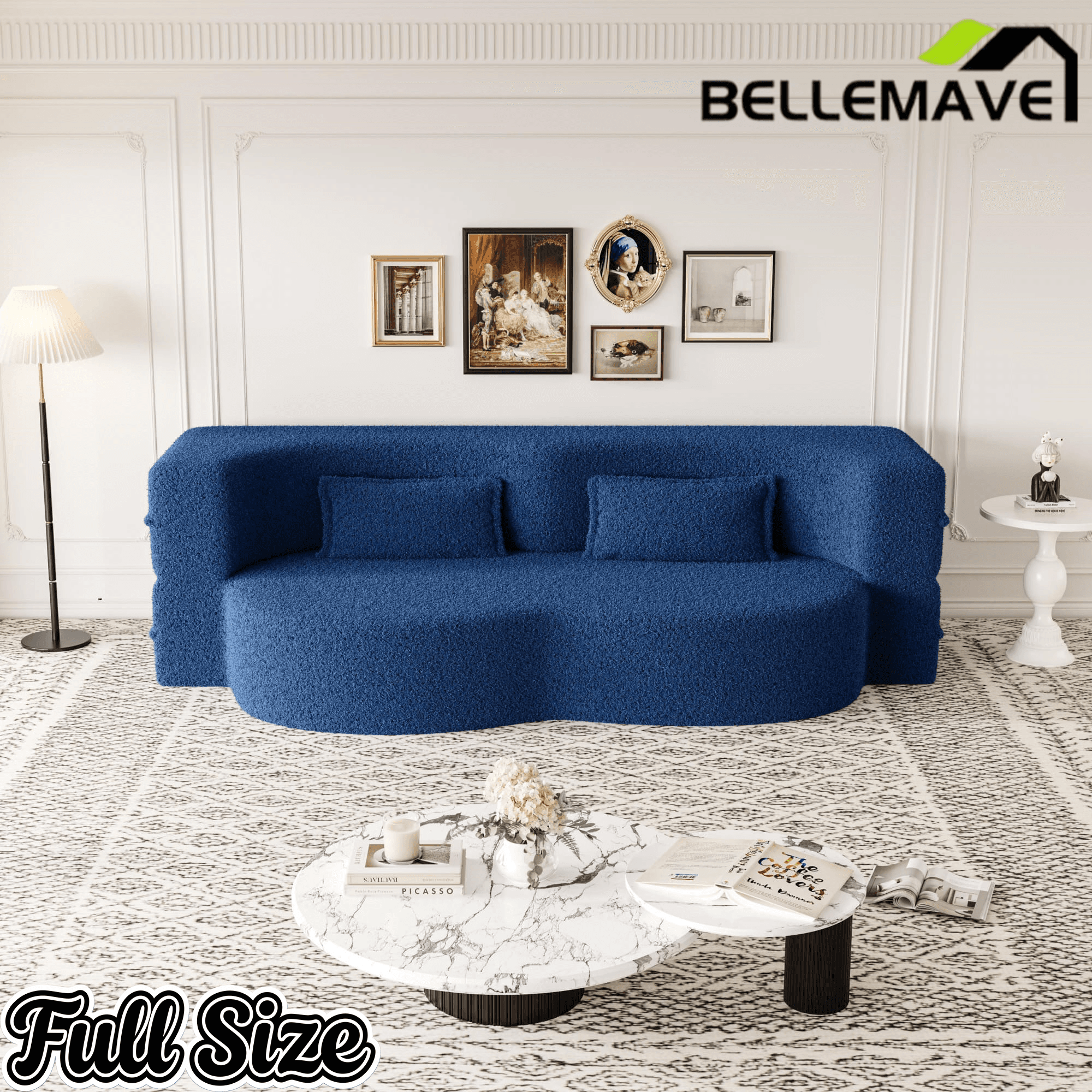 Bellemave® Folding Foam Sofa Bed,15" Full Size Floor Couch,Convertible Sleeper Futon Loveseat Couch for Living Room, Guest Use, Office, Apartmen Bellemave®