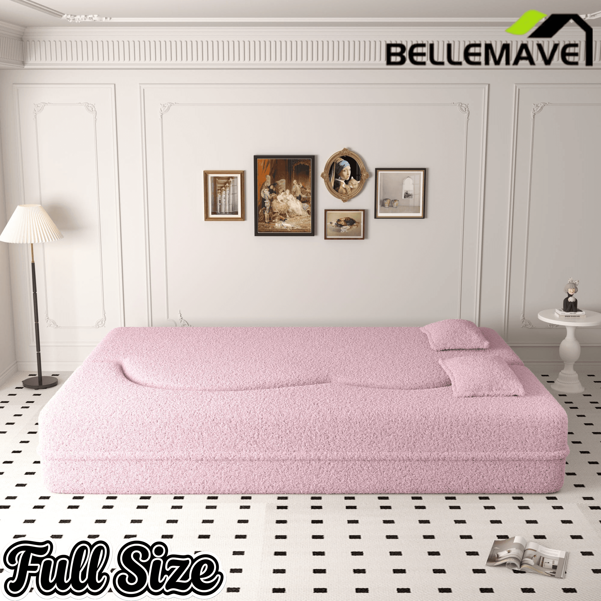 Bellemave® Folding Foam Sofa Bed,15" Full Size Floor Couch,Convertible Sleeper Futon Loveseat Couch for Living Room, Guest Use, Office, Apartmen Bellemave®
