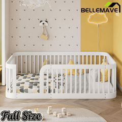 Bellemave® Twin Size Wood Montessori Floor Bed with Fence Bellemave®
