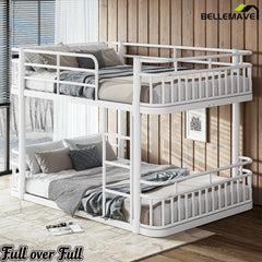 white full size metal bunk bed frame
