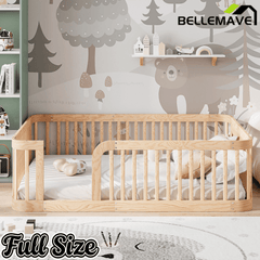 Bellemave® Twin Size Wood Montessori Floor Bed with Fence Bellemave®