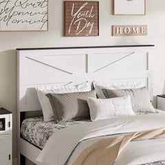 Bellemave® White Solid Wood Platform Bed with Headboard, Footboard & Storage Bellemave®