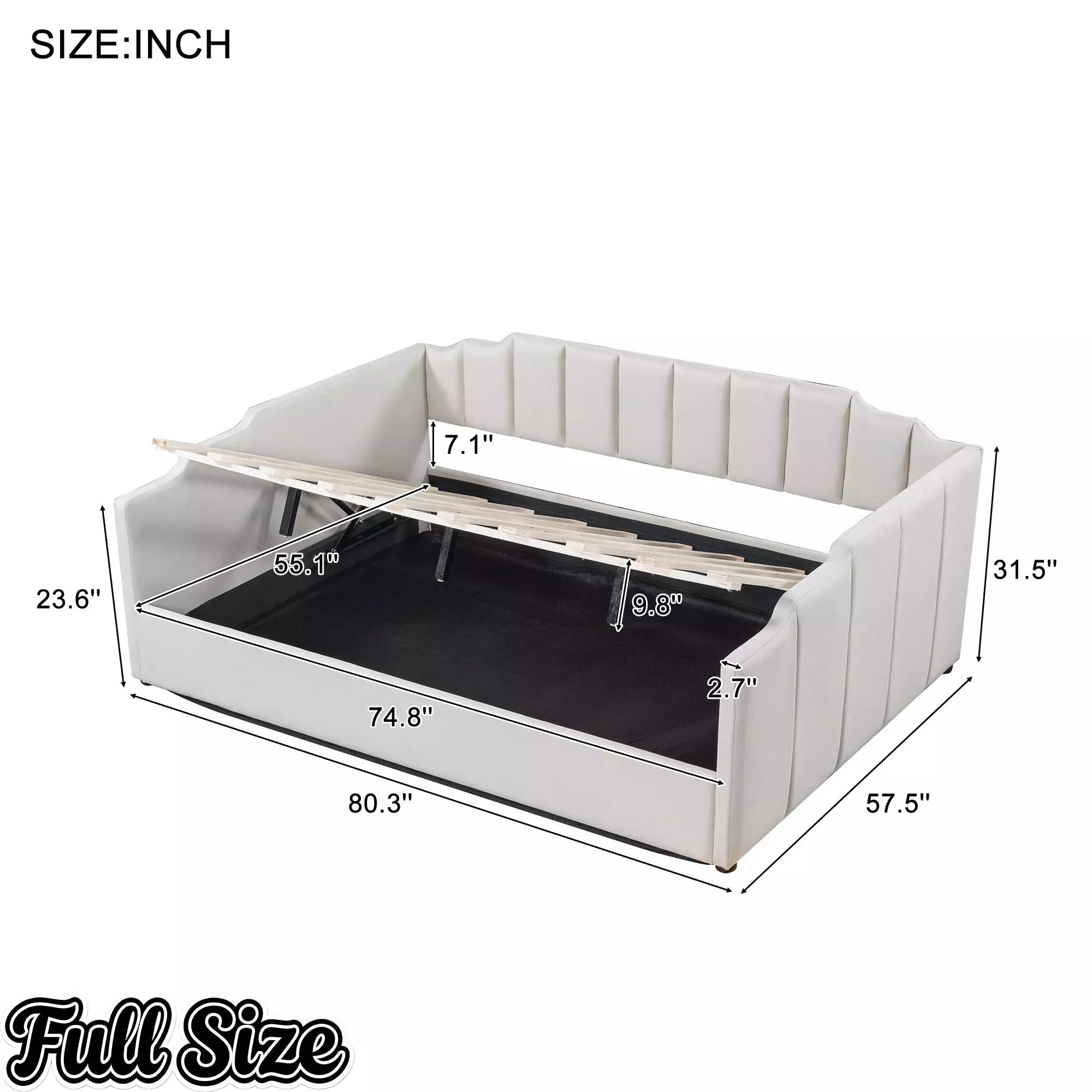 Bellemave® Full Size Upholstered Daybed for Bedroom,Guest Room,Lift Up Storage Bedframe with Wood Slat Support Bellemave®