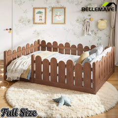 Bellemave® Kids Montessori Floor Bed with Rounded Safety Guardrail,Solid Wood Montessori Bed for Girls & Boys Bellemave®