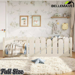 Bellemave® Kids Montessori Floor Bed with Rounded Safety Guardrail,Solid Wood Montessori Bed for Girls & Boys Bellemave®