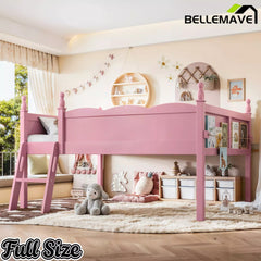 Bellemave® Kids Low Loft Bed with Bookshelf for Girls & Boys Bellemave®