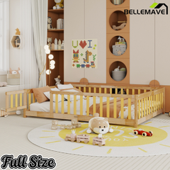 Bellemave® Twin Size Montessori Floor Bed for Kids,Twin Floor Bed Frame with Slats,Solid Wood Twin Bed Frame for Girls Boys,Grey Bellemave®