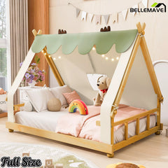 Bellemave® Tent House Bed with Skylight and Lights, Kids Canopy House Bed with Deer Antler Design