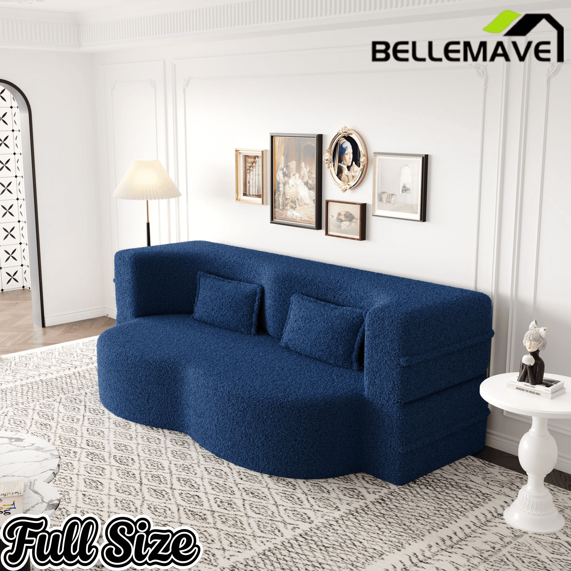 Bellemave® Folding Foam Sofa Bed,15" Full Size Floor Couch,Convertible Sleeper Futon Loveseat Couch for Living Room, Guest Use, Office, Apartmen Bellemave®