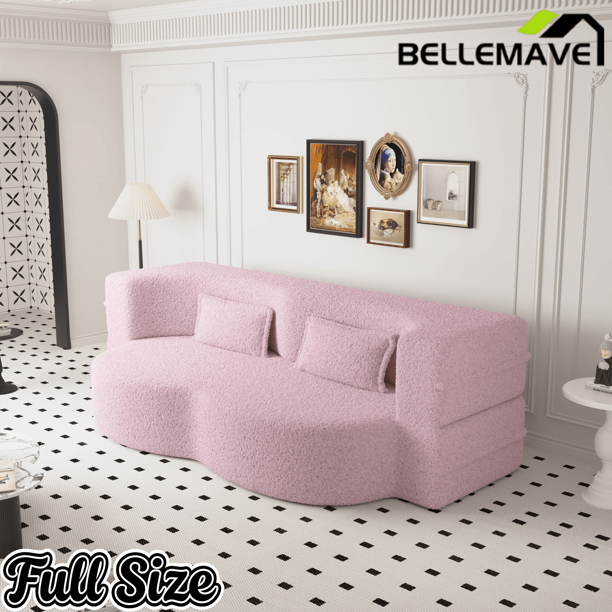 Bellemave® Folding Foam Sofa Bed,15" Full Size Floor Couch,Convertible Sleeper Futon Loveseat Couch for Living Room, Guest Use, Office, Apartmen Bellemave®
