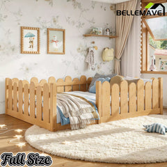 Bellemave® Kids Montessori Floor Bed with Rounded Safety Guardrail,Solid Wood Montessori Bed for Girls & Boys Bellemave®