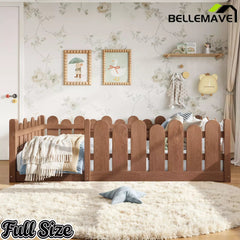 Bellemave® Kids Montessori Floor Bed with Rounded Safety Guardrail,Solid Wood Montessori Bed for Girls & Boys Bellemave®