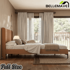 Bellemave® Solid Bamboo Platform Bed, Mid-Century Modern Bed Frame with Headboard, Round Corner Design Bellemave®
