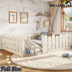 Bellemave® Kids Montessori Floor Bed with Rounded Safety Guardrail,Solid Wood Montessori Bed for Girls & Boys Bellemave®