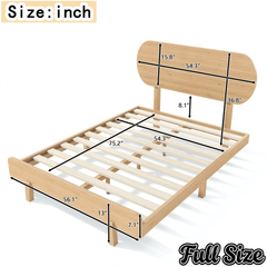 Bellemave® Bamboo Bed Frame with Headboard,Bamboo Platform Bed Frame with Rounded Headboard and Wood Slats,Easy Assembly Bellemave®