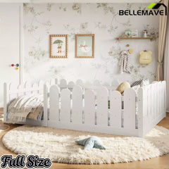 Bellemave® Kids Montessori Floor Bed with Rounded Safety Guardrail,Solid Wood Montessori Bed for Girls & Boys Bellemave®
