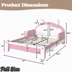 Full Size Cat Shaped Upholstered Platform Bed Dimensions