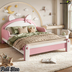 Full Size Upholstered Kids Platform Bed in Bedroom