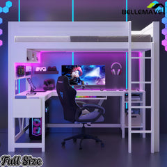 full size gaming loft bed with built in desk