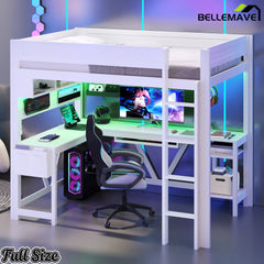 gaming loft bed with computer desk for teens