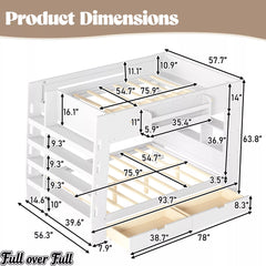 full over full bunk bed dimensions and product measurements