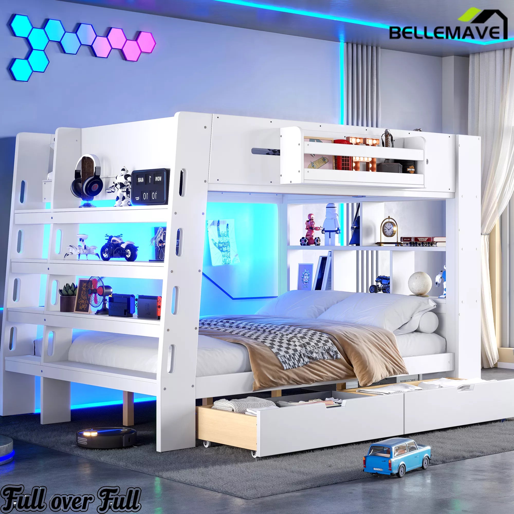 space saving full over full bunk bed for bedroom