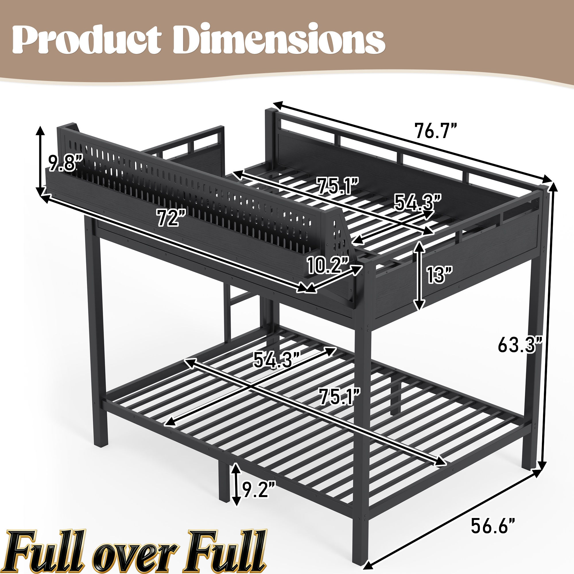 Bellemave® Metal Bunk Bed with Storage Shelves & Pegboard, Bunk Bed Frame with USB Ports & LED Lights for Teens and Adults Bellemave®