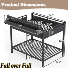 Bellemave® Metal Bunk Bed with Storage Shelves & Pegboard, Bunk Bed Frame with USB Ports & LED Lights for Teens and Adults Bellemave®