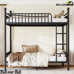 Bellemave® Metal Bunk Bed with Curved Guardrails, Space-Saving Bunk Bed Frame for Kids & Teens